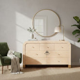Bone Inlay Waterfall / Curved Buffet – 7 Drawer Chest | Apricot