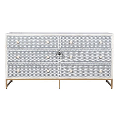 Bone Inlay Buffet 6 Drawer Chest of Drawers – Dark Grey Lattice
