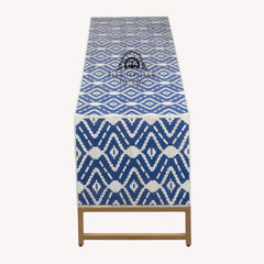 Bone Inlay Entertainment Unit / TV Stand – Indigo Blue Ikat