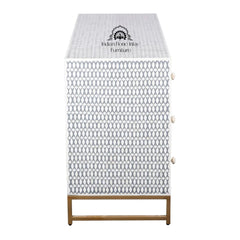 Bone Inlay Buffet 6 Drawer Chest of Drawers – Dark Grey Lattice