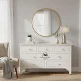 Bone Inlay 7 Drawer Chest of Drawers – White Geometric