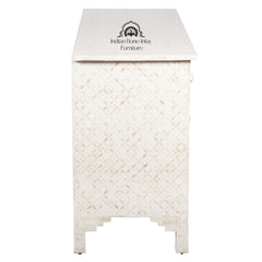 Bone Inlay 7 Drawer Chest of Drawers – White Geometric