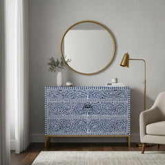 Bone Inlay 3 Drawer Chest of Drawers – Indigo Blue Floral