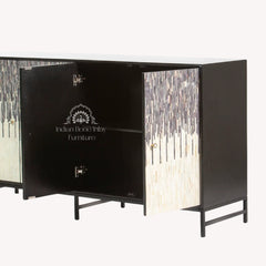 Naveli Cabinet – Black Bone Carved Cabinet
