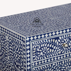 Bone Inlay 3 Drawer Chest of Drawers – Indigo Blue Floral