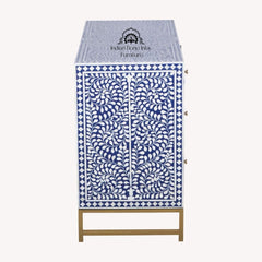 Bone Inlay 3 Drawer Chest of Drawers – Indigo Blue Floral