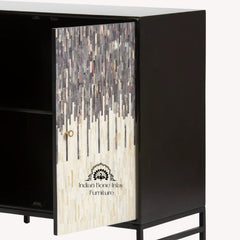 Naveli Cabinet – Black Bone Carved Cabinet
