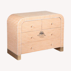 Bone Inlay 4 Drawer Chest of Drawers – Waterfall / Curved