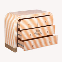 Bone Inlay 4 Drawer Chest of Drawers – Waterfall / Curved