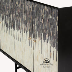 Naveli Cabinet – Black Bone Carved Cabinet