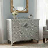 Bone Inlay 4 Drawer Chest of Drawers – Grey Floral
