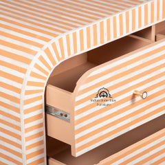 Bone Inlay 4 Drawer Chest of Drawers – Waterfall / Curved
