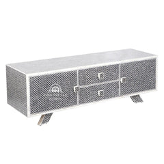 Large Bone Inlay TV / Entertainment Sideboard – Black Fish Scale