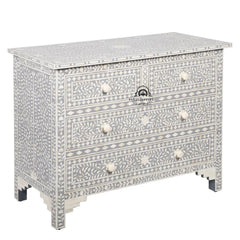 Bone Inlay 4 Drawer Chest of Drawers – Grey Floral