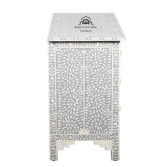 Bone Inlay 4 Drawer Chest of Drawers – Grey Floral