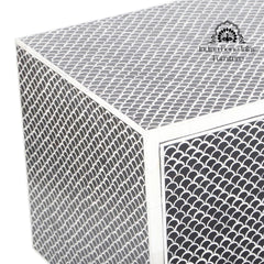 Large Bone Inlay TV / Entertainment Sideboard – Black Fish Scale