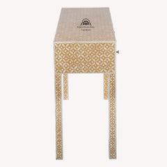 Bone Inlay 4 Drawer Hall Table / Side Table – Almond Geometric