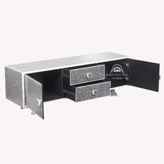 Large Bone Inlay TV / Entertainment Sideboard – Black Fish Scale