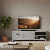 Bone Inlay Entertainment Unit / TV Stand – Black Zig Zag