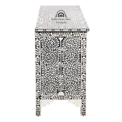 Bone Inlay 7 Drawer Chest of Drawers – Black Floral