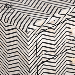 Bone Inlay Large 3 Drawer Bedside Table – Thin Zig Zag