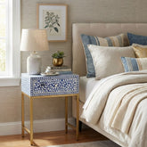 Bone Inlay 1 Drawer Bedside Table – Indigo Blue Floral
