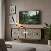 Bone Inlay Media Cabinet | Bone Inlay Entertainment Unit | Bone Inlay TV Unit Furniture