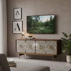 Bone Inlay Media Cabinet | Bone Inlay Entertainment Unit | Bone Inlay TV Unit Furniture