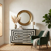 Zuri Cabinet – Black & White Bone Inlay