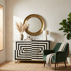 Zuri Cabinet – Black & White Bone Inlay