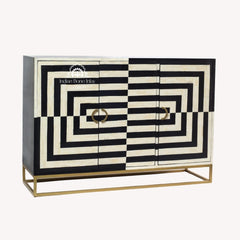 Zuri Cabinet – Black & White Bone Inlay