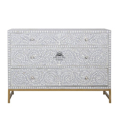 Bone Inlay 3 Drawer Chest of Drawers – Grey Floral