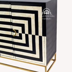 Zuri Cabinet – Black & White Bone Inlay