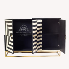 Zuri Cabinet – Black & White Bone Inlay