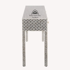 Bone Inlay 4 Drawer Hall Table / Side Table – Black Geometric