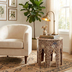 Mehtab Bagh Marble Inlay Side Table