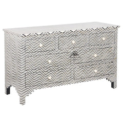 Bone Inlay 7 Drawer Chest of Drawers – Black Thin Zig Zag