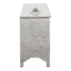 Bone Inlay 7 Drawer Chest of Drawers – Black Thin Zig Zag