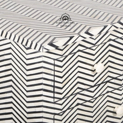 Bone Inlay 7 Drawer Chest of Drawers – Black Thin Zig Zag