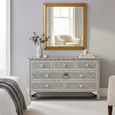 Bone Inlay 7 Drawer Chest of Drawers – Black Geometric