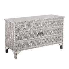 Bone Inlay 7 Drawer Chest of Drawers – Black Geometric