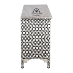Bone Inlay 7 Drawer Chest of Drawers – Black Geometric