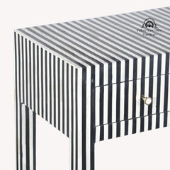 Bone Inlay 4 Drawer Hall Table / Side Table – Black Stripe