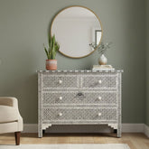 Bone Inlay 4 Drawer Chest of Drawers – Black Geometric
