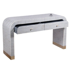 Bone Inlay Waterfall 2 Drawer Hall Table / Side Table – Grey Lines