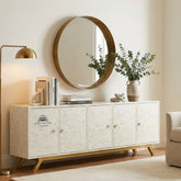 Isra TV Unit Cabinet – White Bone Inlay