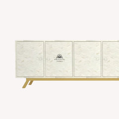 Isra TV Unit Cabinet – White Bone Inlay