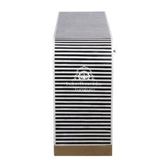 Bone Inlay Waterfall 2 Drawer Hall Table / Side Table – Black Lines