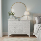 Bone Inlay 4 Drawer Chest of Drawers – Grey Geometric