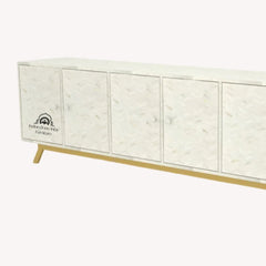 Isra TV Unit Cabinet – White Bone Inlay
